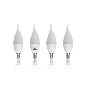 Set 4 becuri LED E14 3W 260lm, tip flacara T37, lumina calda, clasa A+, 30.000h