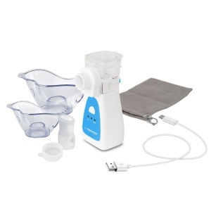 Aparat aerosoli cu ultrasunete, USB-C sau 2 baterii AA, silentios, compact si portabil, 4x accesorii, pentru adulti si copii