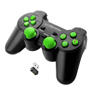 Controler Wireless 2.4GHz Gamepad PC / PS3 (negru-verde) - Img 1
