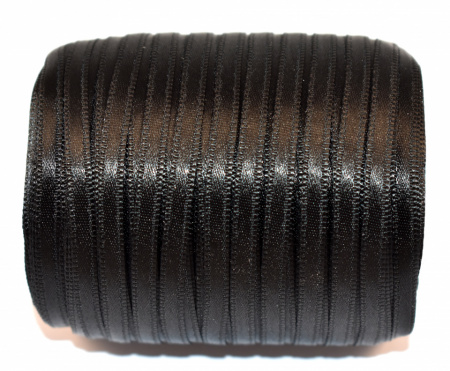 Panglica satin Gilda 5 mm - 100 m rola - negru