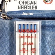 Ace de cusut casnice Organ Jeans nr. 90/14 - 100/16 - 5 buc