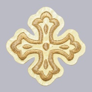 Ornament bisericesc cruce - crem / auriu