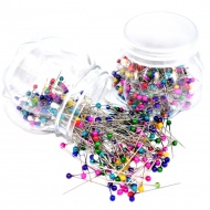 Bolduri color cu cap perla - 300 buc / cutie