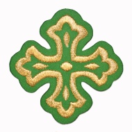 Ornament bisericesc cruce - verde / auriu