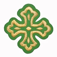 Ornament bisericesc cruce - verde / auriu
