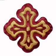 Ornament bisericesc cruce - bordo / auriu