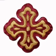 Ornament bisericesc cruce - bordo / auriu