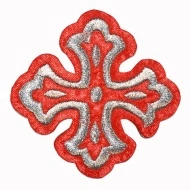 Ornament bisericesc cruce - rosu / argintiu