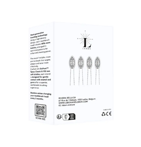 Lebon - Replacement Brush Heads x 4 - Set rezerve periuta electrica - 4 bucati - Img 2
