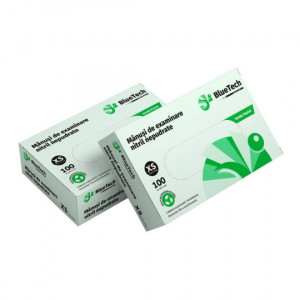 Bluetech - Manusi nitril nepudrate, verde pastel - 100 bucati