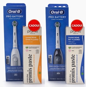 ORAL B Pro Battery PRECISION CLEAN - Periuta de dinti electrica cu baterii, alb + CADOU 1 Pasta de dinti Promis - valabilitate 31,05,2026