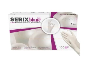 SERIX - Manusi latex nepudrate - albe - 100 bucati