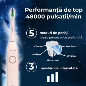 Periuță de dinți electrică Lemann UltraSonic Pro48 – Pink Powder - Img 3