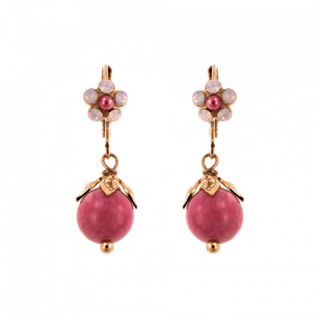 Cercei placati cu Aur roz de 24K, cu cristale Swarovski, Antigua | 1424/3-M223-1RG6-Roz-5700