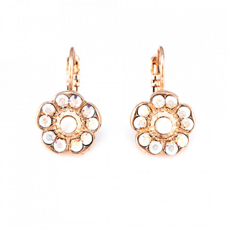 Cercei placati cu Aur roz de 24K, cu cristale Swarovski, Seashell | 1220-1201RG6-Alb-5560