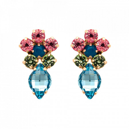 Cercei placati cu Aur roz de 24K, cu cristale Swarovski, Spring Flowers | 1628/1-2141RG2-Multicolor-6160