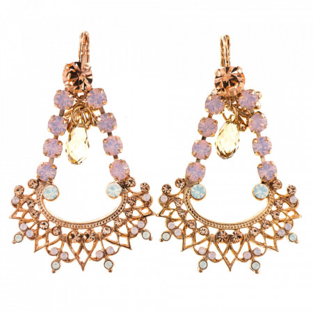 Cercei placati cu Aur roz de 24K, cu cristale Swarovski, Tiara Day | 1422/1-2333RG6-Roz-5670