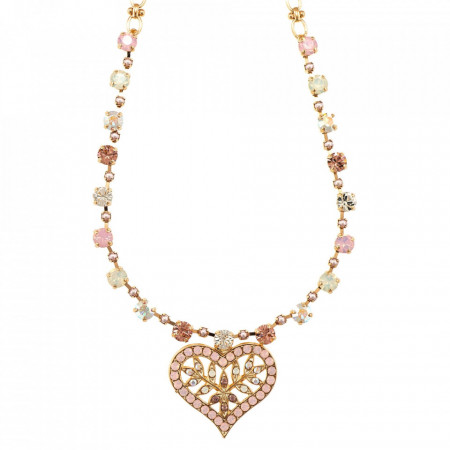 Colier placat cu Aur roz de 24K, cu cristale Swarovski, Aura | 3173/5-1112RG-Multicolor-6130