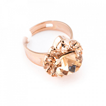 Inel placat cu Aur roz de 24K, cu cristale Swarovski, Jackie | 7132-39132RG-Bej-7670