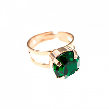 Inel placat cu Aur roz de 24K, cu cristale Swarovski, May Lucky Birthstone | 7048-205RG-Verde-7470