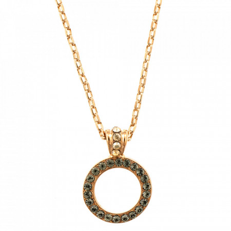 Pandantiv cu lant placat cu Aur roz de 24K, cu cristale Swarovski, Earl Grey | 5045-1132RG-Gri/Bej-9090