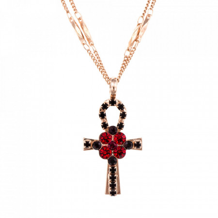 Pandantiv cu lant placat cu Aur roz de 24K, cu cristale Swarovski, Lady In Red | 5164/1-1070RG-Rosu-6750