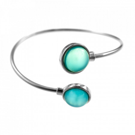 Bratara placata cu argint - Duo Blue Sky Agate Bangle cu pietre semipretioase Agat Albastru-Albastru-8811