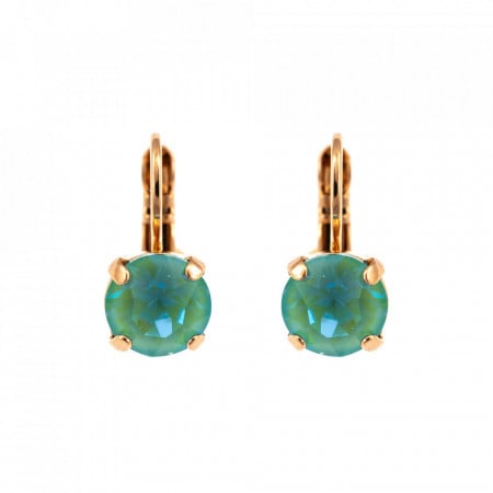 Cercei placati cu Aur roz de 24K, cu cristale Swarovski, Fern | 1440-146RG6-Verde-8931