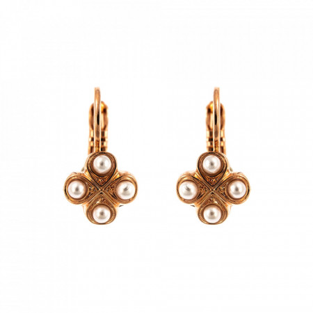 Cercei placati cu Aur roz de 24K, cu cristale Swarovski, Crystal Pearl's | 1129/4-139RG6-Alb-1991
