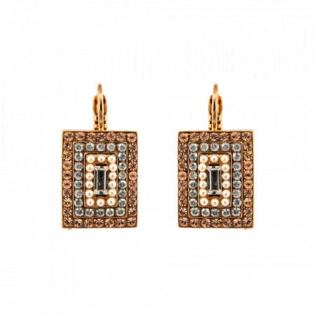 Cercei placati cu Aur roz de 24K, cu cristale Swarovski, Earl Grey | 1000/3-1132RG6-Gri/Bej-9061