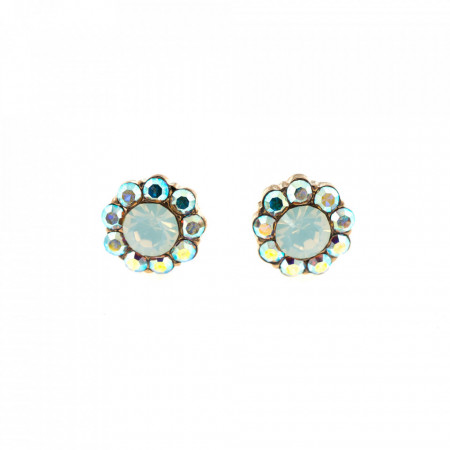 Cercei placati cu Aur roz de 24K, cu cristale Swarovski, Seashell | 1379-1201RG2-Alb-5491
