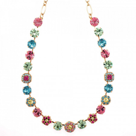 Colier placat cu Aur roz de 24K, cu cristale Swarovski, Spring Flowers | 3245/3-2141RG-Multicolor-6141