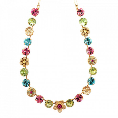 Colier placat cu Aur roz de 24K, cu cristale Swarovski, Spring Flowers | 3308-2141RG-Multicolor-6201