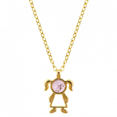 Colier placat cu aur - The Precious Little Girl si piatra semipretioasa Ametist-Mov-7781