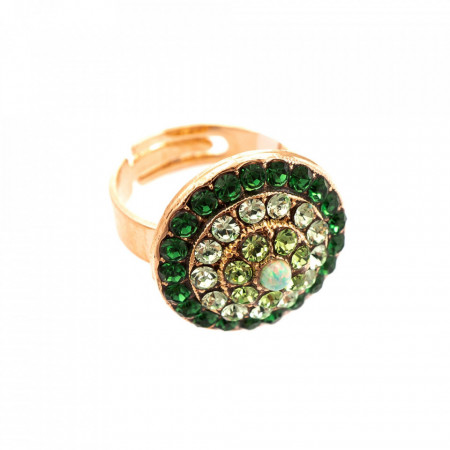 Inel placat cu Aur roz de 24K, cu cristale Swarovski, Fern | 7408/1-2143RG-Verde-7581