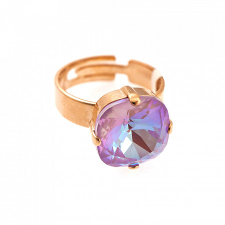 Inel placat cu Aur roz de 24K, cu cristale Swarovski, Lavender | 7326/4-144RG-Roz-7541