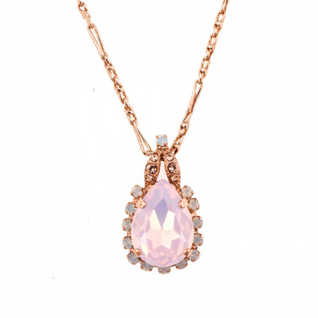 Pandantiv cu lant placat cu Aur roz de 24K, cu cristale Swarovski, Tiara Day | 5098/2-2333RG-Multicolor-6421
