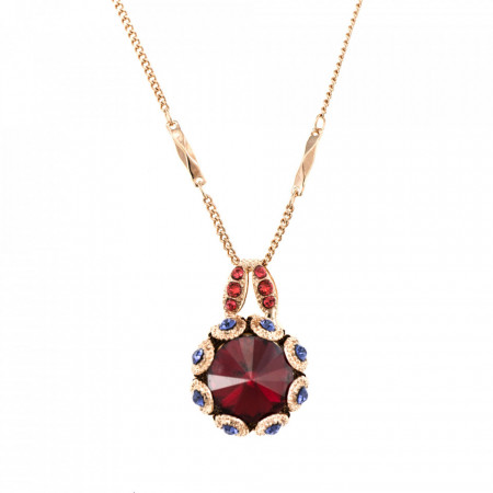 Pandantiv cu lant placat cu Aur roz de 24K, cu cristale Swarovski, Xenia - Odyssey | 5070-1091RG-Multicolor-6381