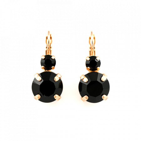 Cercei placati cu Aur roz de 24K, cu cristale Swarovski, Check Mate | 1037-280RG6-Negru-1462