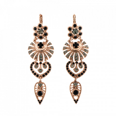 Cercei placati cu Aur roz de 24K, cu cristale Swarovski, Check Mate | 1423-280215RG6-Multicolor-5672