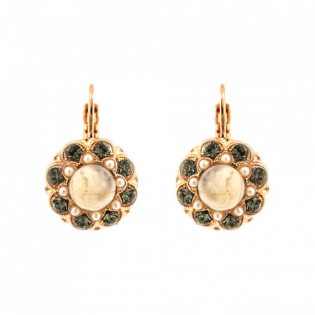 Cercei placati cu Aur roz de 24K, cu cristale Swarovski, Earl Grey | 1417-1132RG6-Alb/Gri-9072
