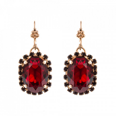 Cercei placati cu Aur roz de 24K, cu cristale Swarovski, Lady In Red | 1090/1-1070RG1-Rosu-1802