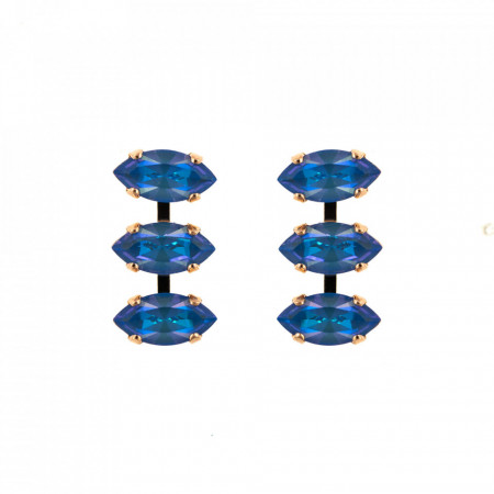 Cercei placati cu Aur roz de 24K, cu cristale Swarovski, Ocean DeLite | 1633/4-143143RG2-Albastru-6162