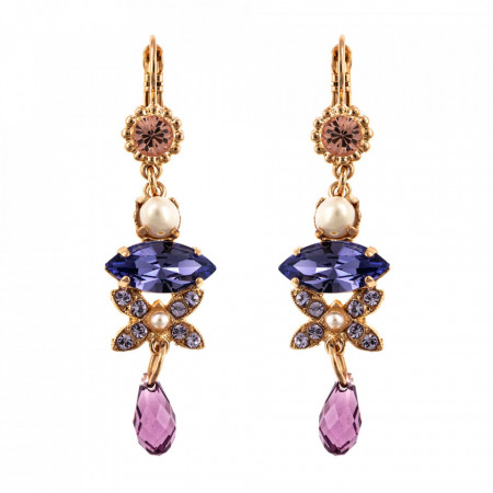 Cercei placati cu Aur roz de 24K, cu cristale Swarovski, Romance | 1001-139-10RG6-Multicolor-1262