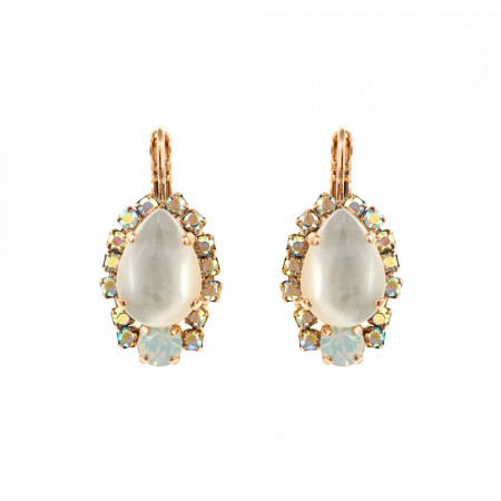 Cercei placati cu Aur roz de 24K, cu cristale Swarovski, Seashell | 1259/1-M1201RG6-Alb-5612
