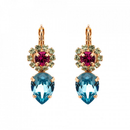 Cercei placati cu Aur roz de 24K, cu cristale Swarovski, Spring Flowers | 1032/14-2141RG6-Multicolor-1402