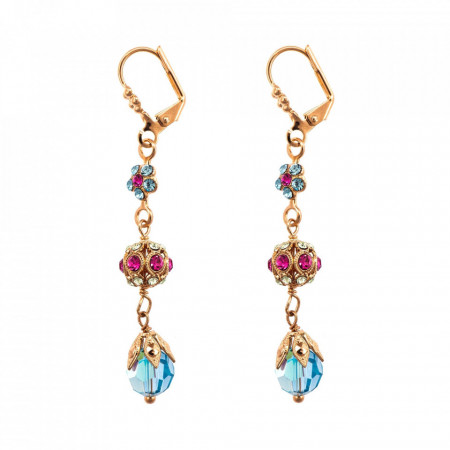 Cercei placati cu Aur roz de 24K, cu cristale Swarovski, Spring Flowers | 1134-2141RG1-Multicolor-2042