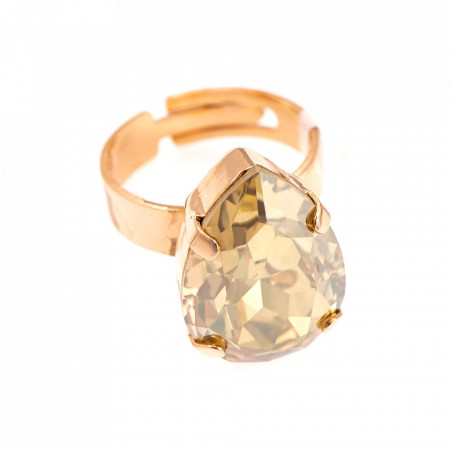 Inel placat cu Aur roz de 24K, cu cristale Swarovski, Earl Grey | 7098/5-216RG-Bej-9032