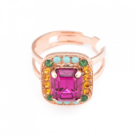 Inel placat cu Aur roz de 24K, cu cristale Swarovski, Happy Days | 7040/1-1007RG-Multicolor-7452