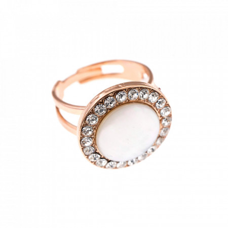Inel placat cu Aur roz de 24K, cu cristale Swarovski, On a Clear Day | 7418/1-M001RG-Alb-7612